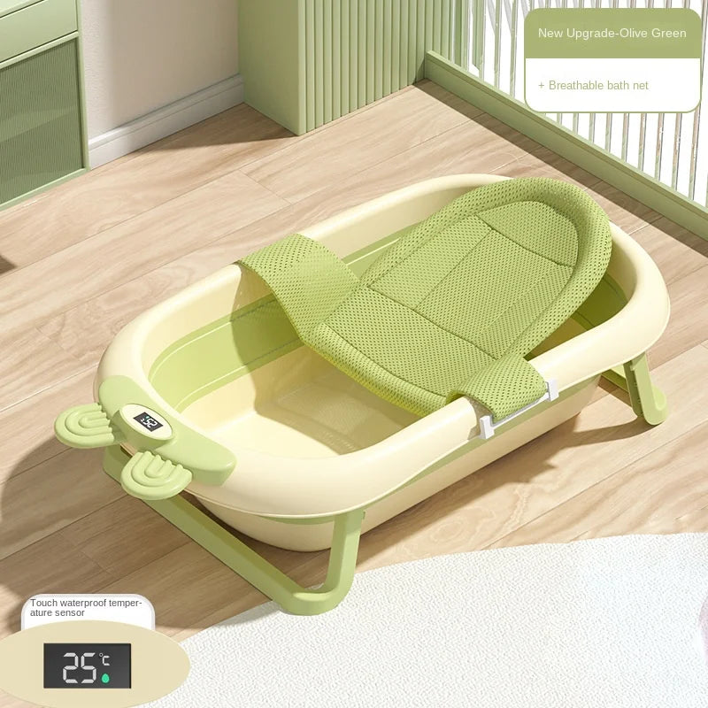 Foldable Temperature Sensor Display Baby Bathtub