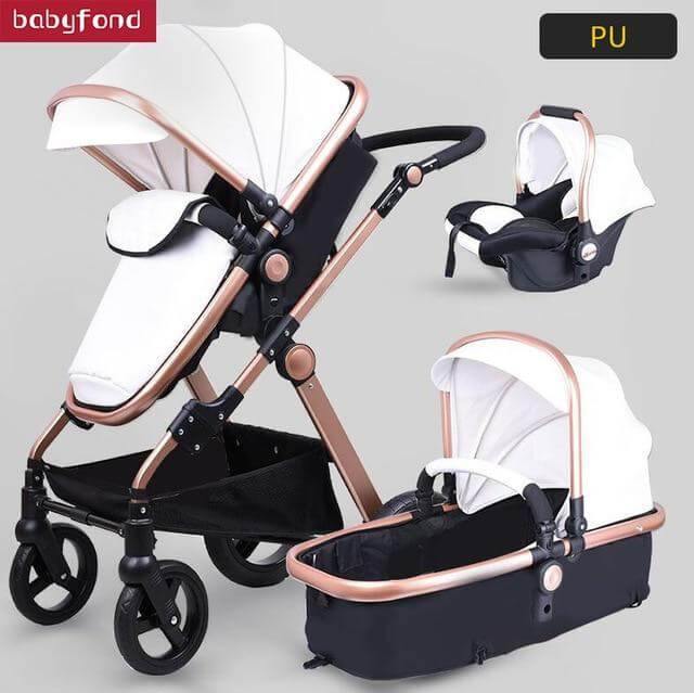 European 3 in 1 Baby Strollers with baby basket and carriage