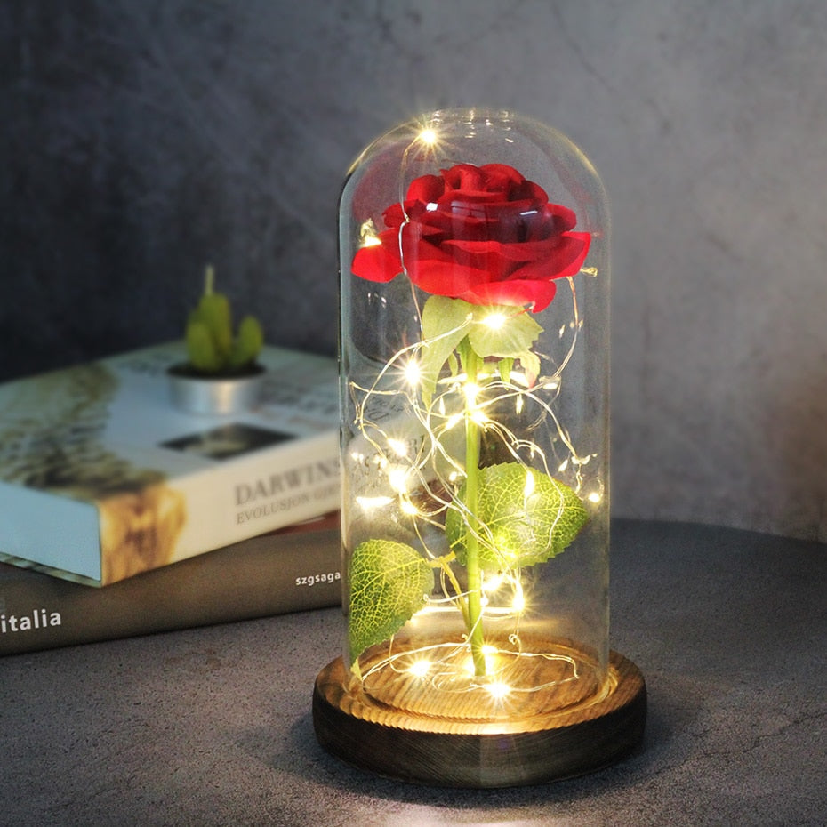 Eternal Artificial Rose Glass Dome