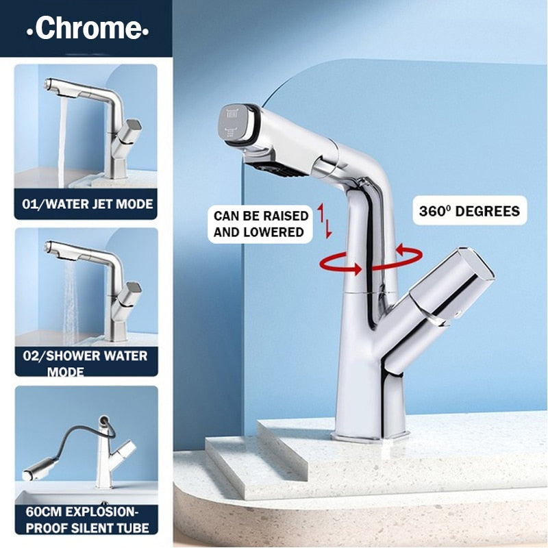 Futuristic Rotating European Pull Out Faucet