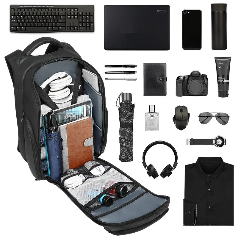 Business Travel RFID Blocking Pocket Multi-Layer Backpack