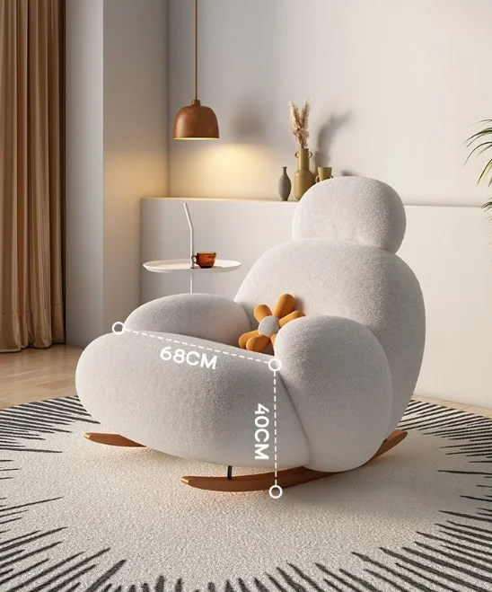 Modern Ergonomic European Fluffy White Lounge Chair