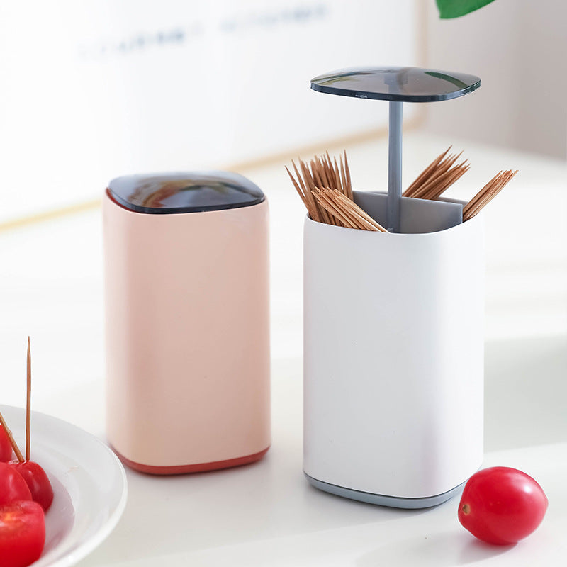 Elegant Pop-Up Toothpick Cotton Swab Storage Dispenser