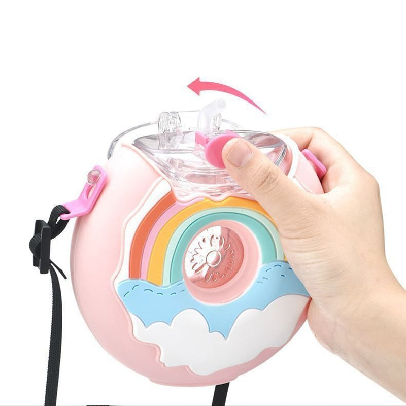 Cute Cartoon Built-in Straw Water Bottle