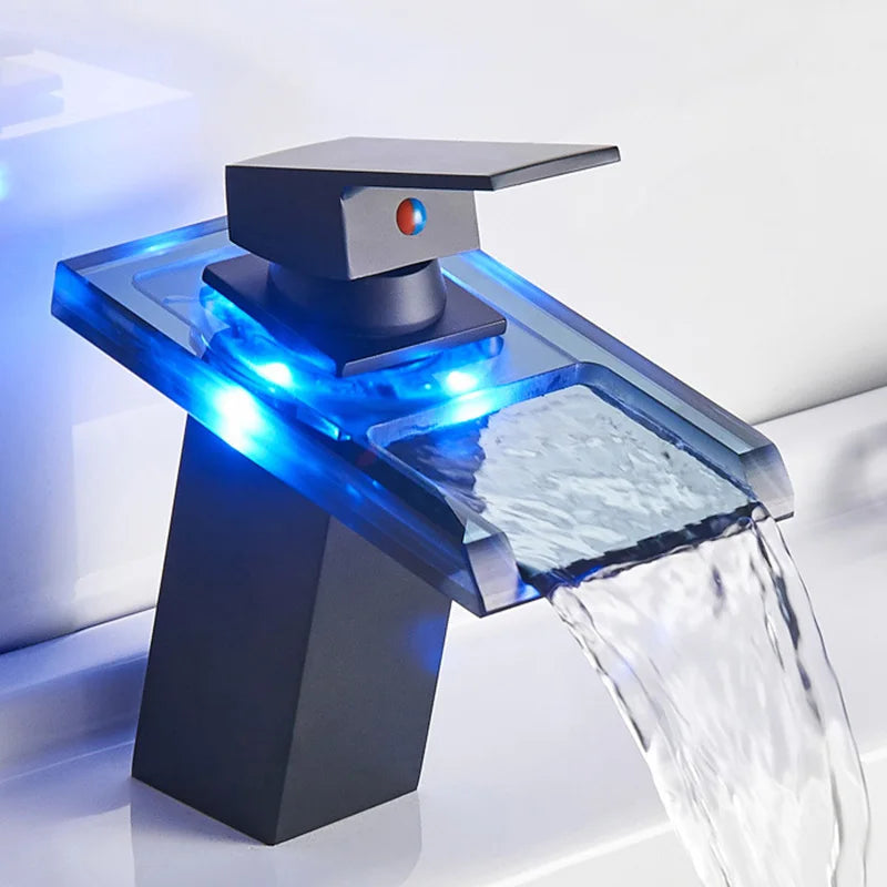 LED Brass Waterfall Modern Faucet