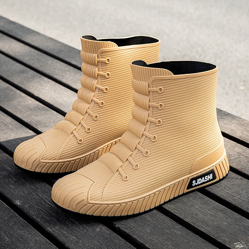 Rain Rider Slip-On Rubber Stylish Waterproof Boots