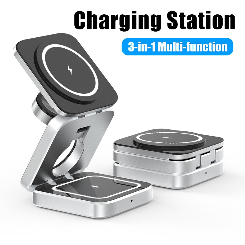 3in1 Magnetic Foldable Wireless Charger Stand Dock