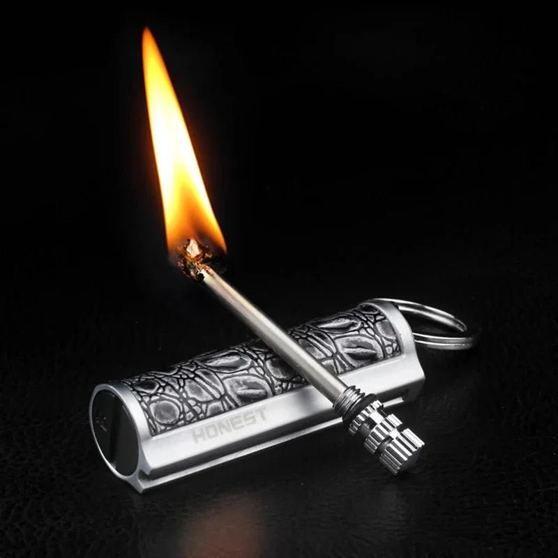 Leather Keychain Metal Match Inferno Lighter