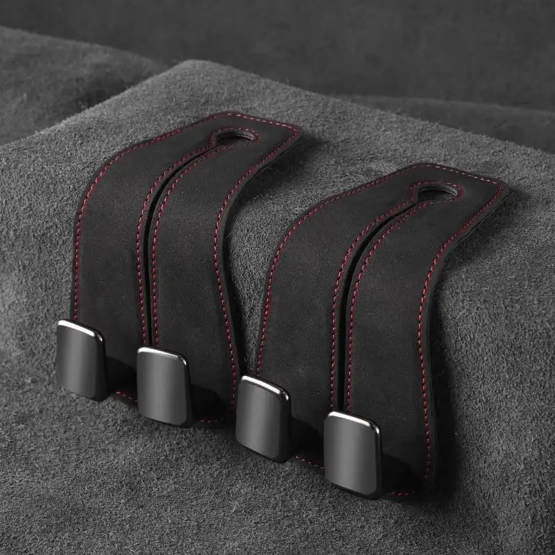 Double Hook Car Back Seat Organizer Leather Hooks