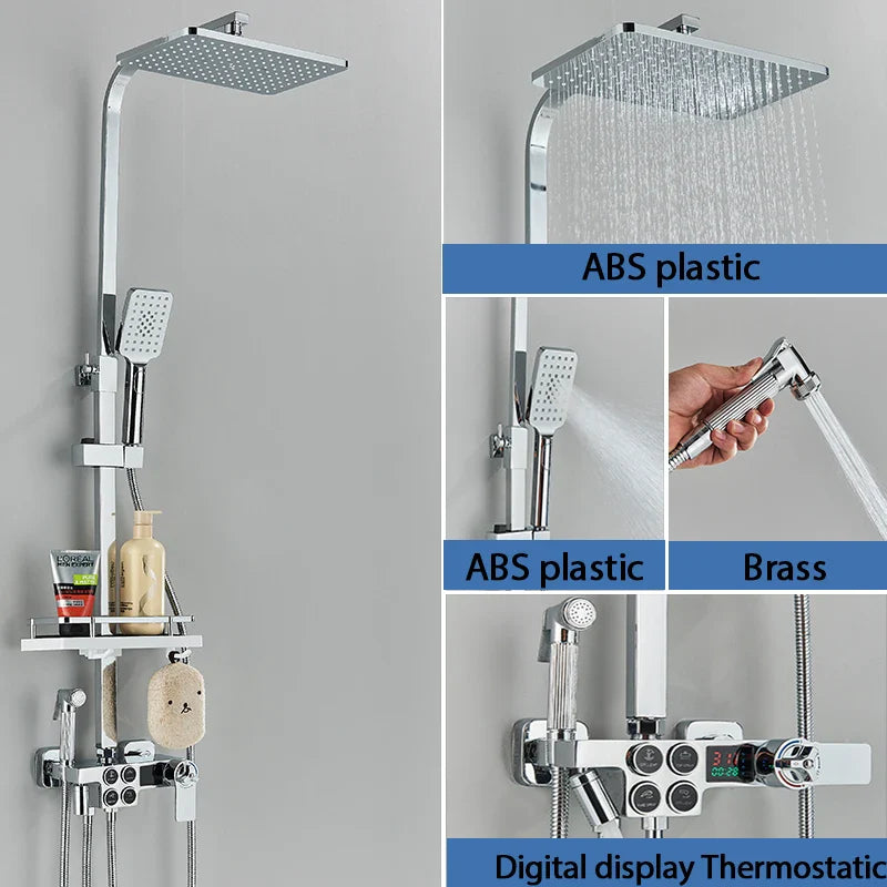 Thermostatic Digital Display Stylish Pressure Shower Set