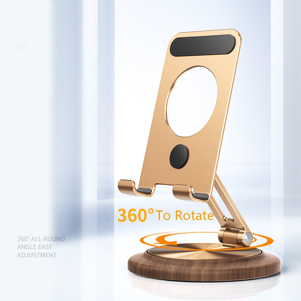 360 Rotating Wooden Foldable Universal Phone Holder