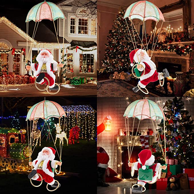 Electric Santa Claus Parachute Christmas Toy