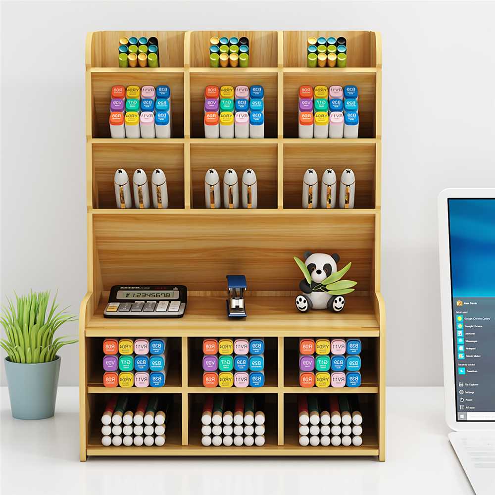 Minimal Wooden Desk Stationery Organizer