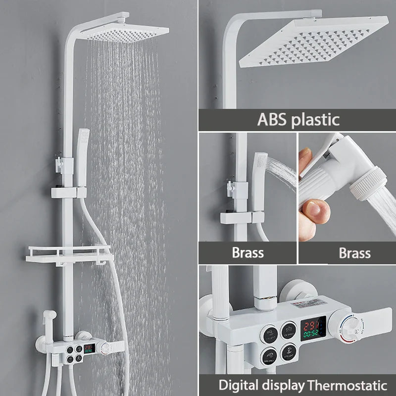 Thermostatic Digital Display Stylish Pressure Shower Set