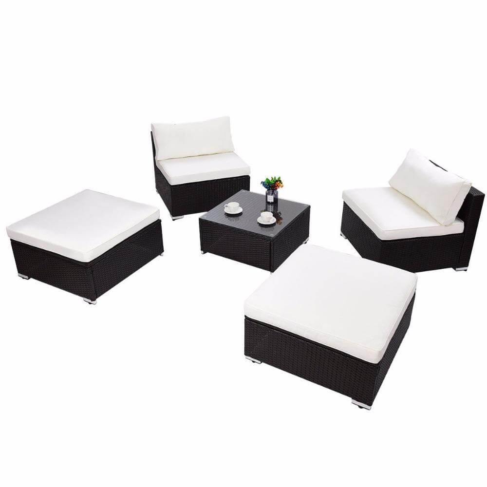 Modern 5 PC Patio Sectional Lounge Furniture