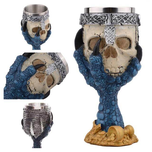 Stainless Steel Skull Gothic Goblet Cocktail Glass