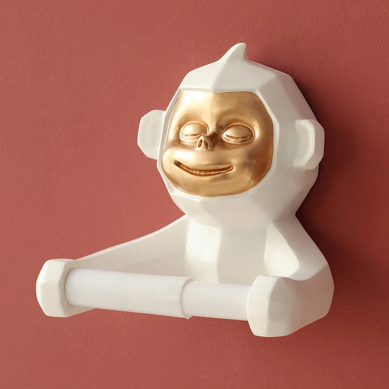 Happy Monkey Resin Toilet Paper Holder