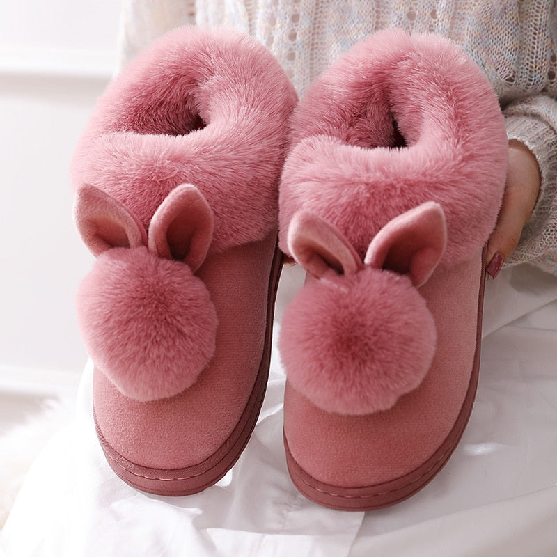 Rabbit Ear Fluffy Indoor Slippers