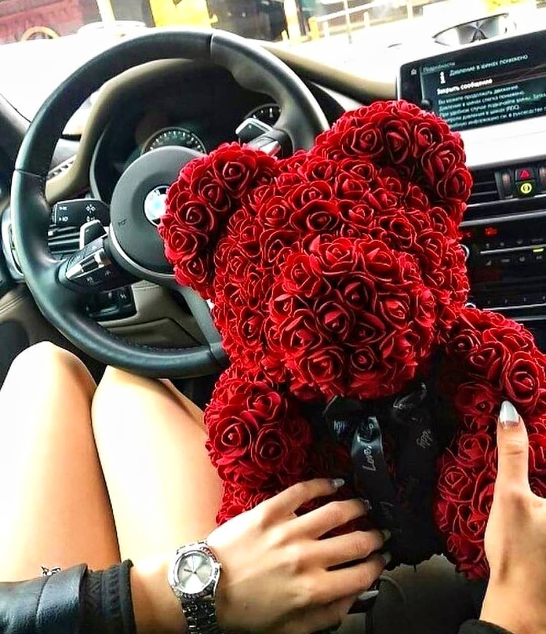 Artificial Rose Flowers Teddy Bear