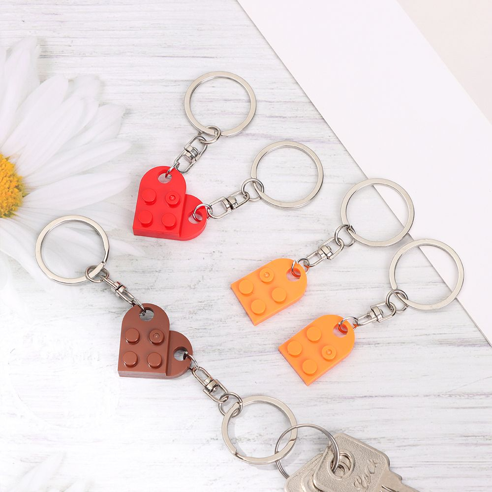 Couples Love Toy Brick Heart Keychain