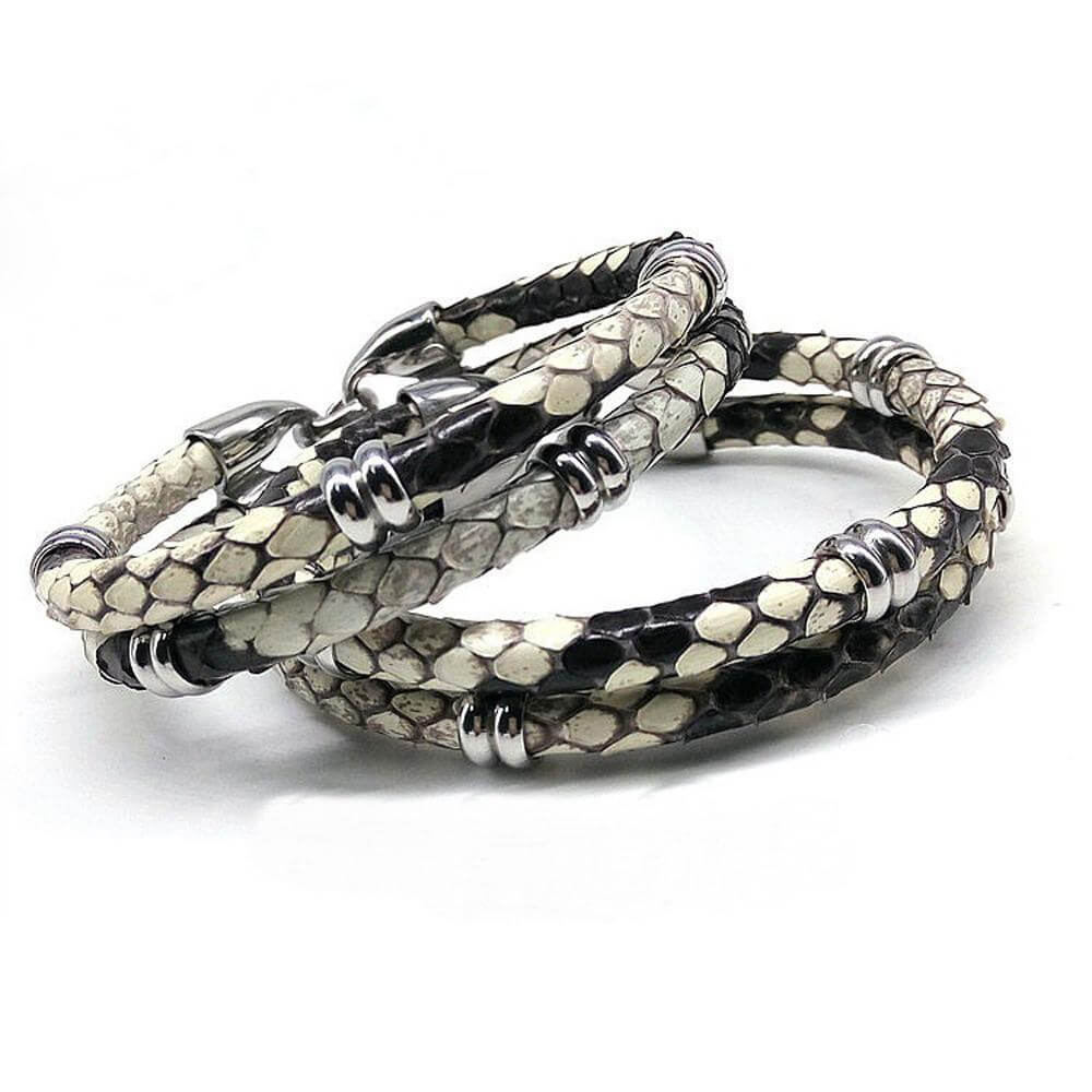 Black Python Skin Leather Bracelets