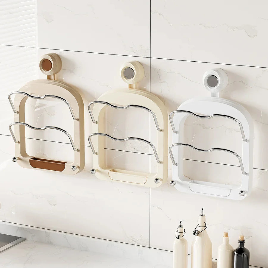 Suction Wall-Mounted Pot Lid Organizer Storage Rack