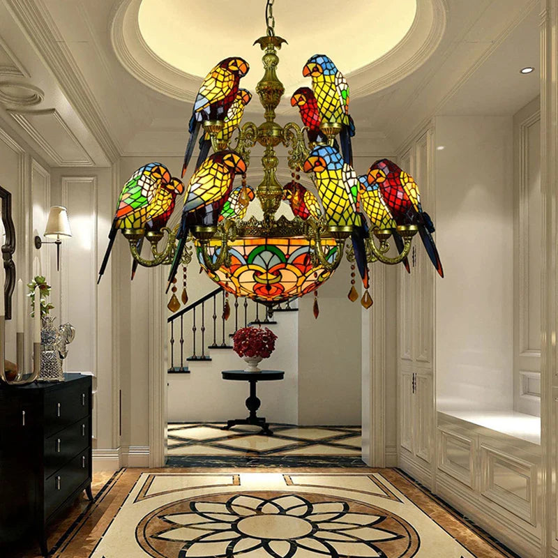 Antique Style Parrot Chandelier Lamp