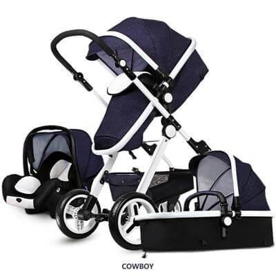 European 3 in 1 Baby Strollers with baby basket and carriage