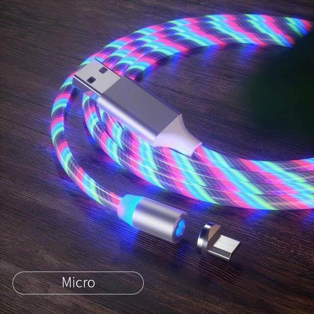 360 Led Color Magnetic Car Charging Cable