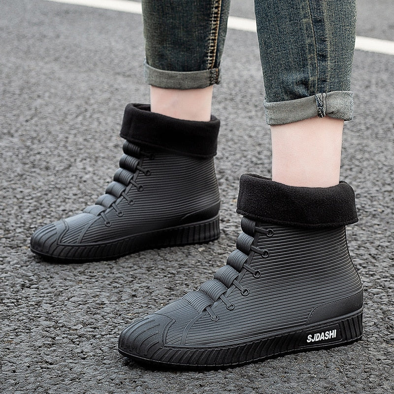 Rain Rider Slip-On Rubber Stylish Waterproof Boots