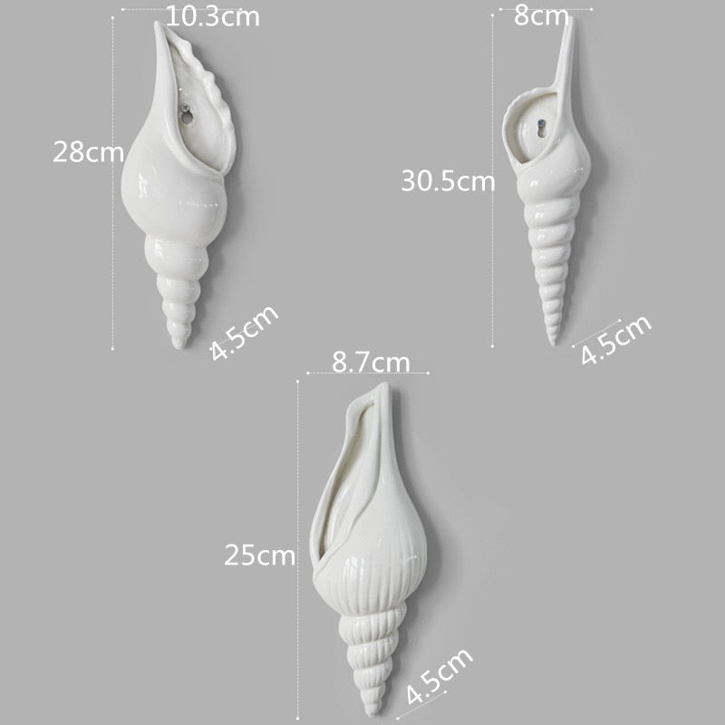 3D Conch Mural Flower Vase