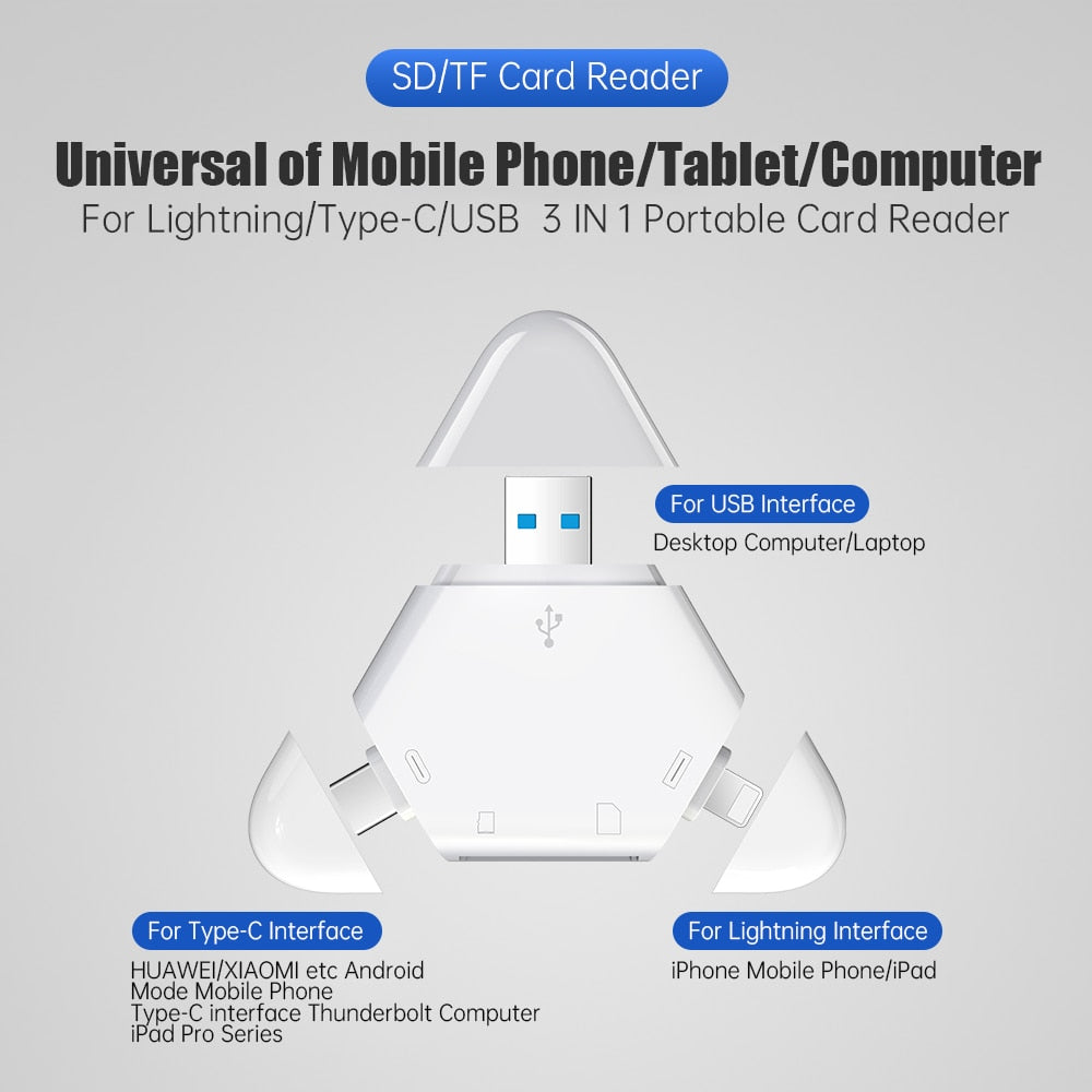 3in1 Universal Mobile SD Card Reader