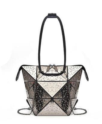 Silver Geometric Women Messenger Bag