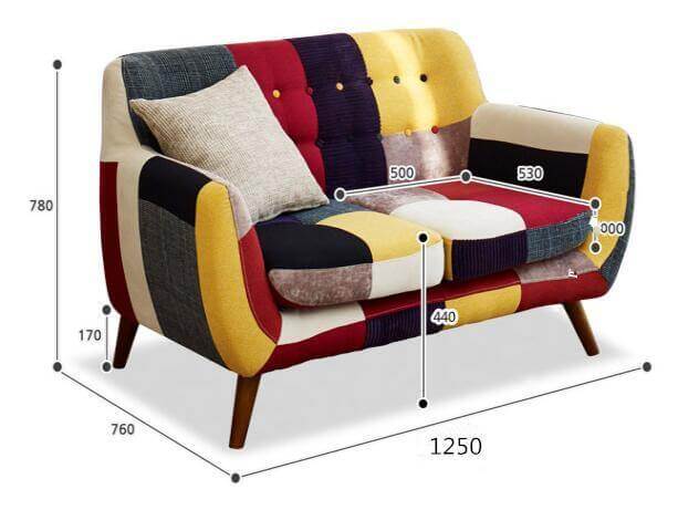 Contemporary Colorful Cute Modern Double Sofa Couch