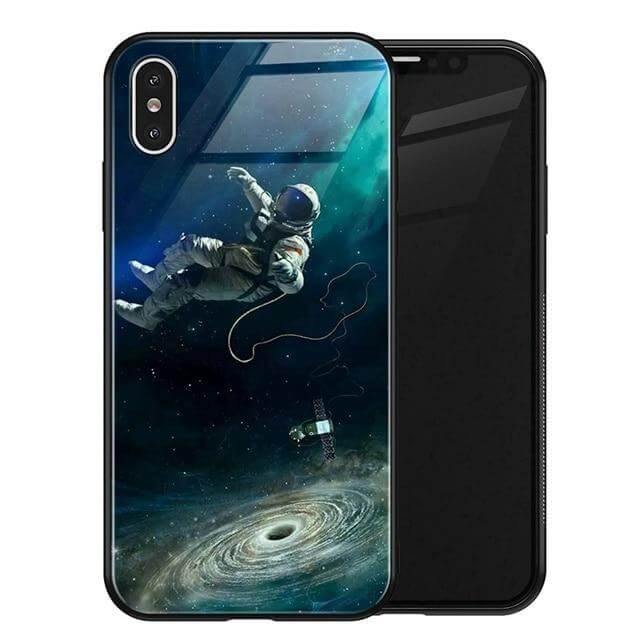 Luxury Space Silicone Glass Anti Slip Iphone Cases