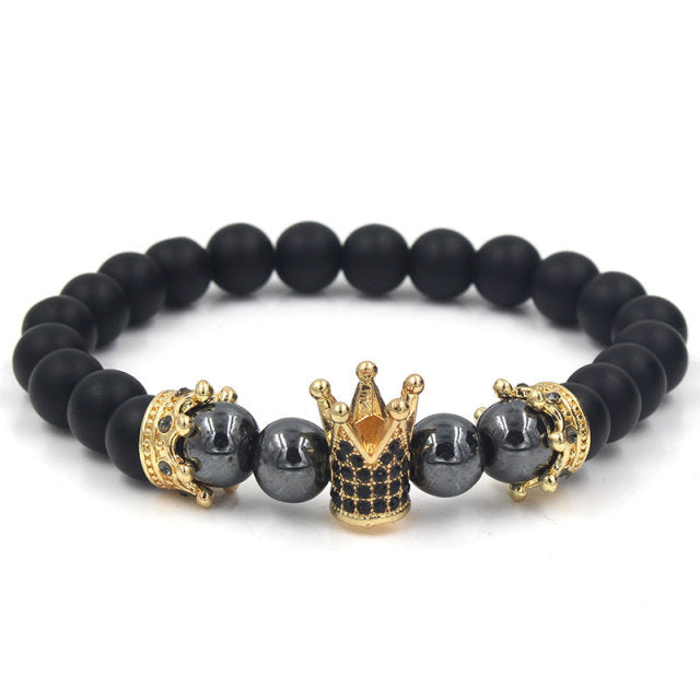 Handmade Natural Stone Beads Crown Bracelet