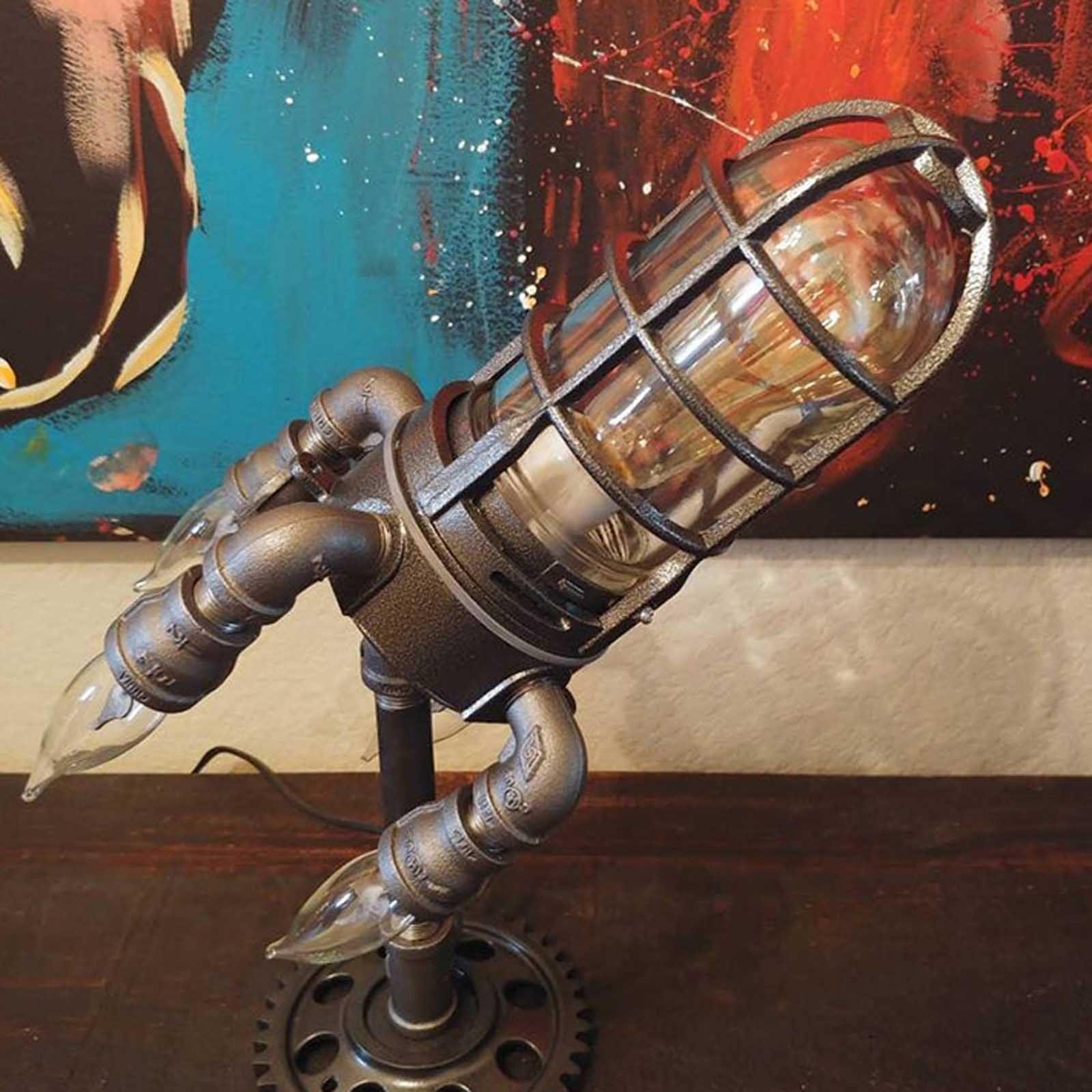 Rocket Ship Industrial Vintage Lamp