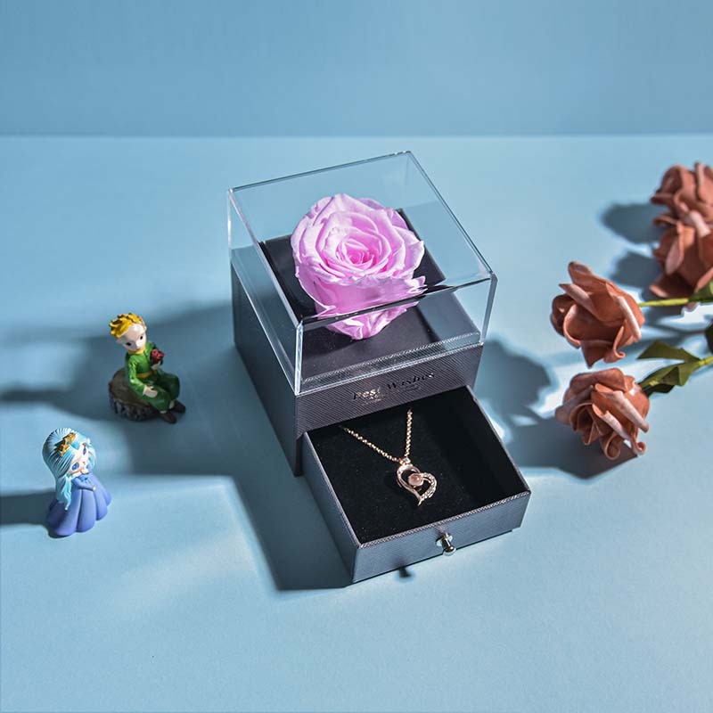 Natural Eternal Rose Necklace Jewelry Box