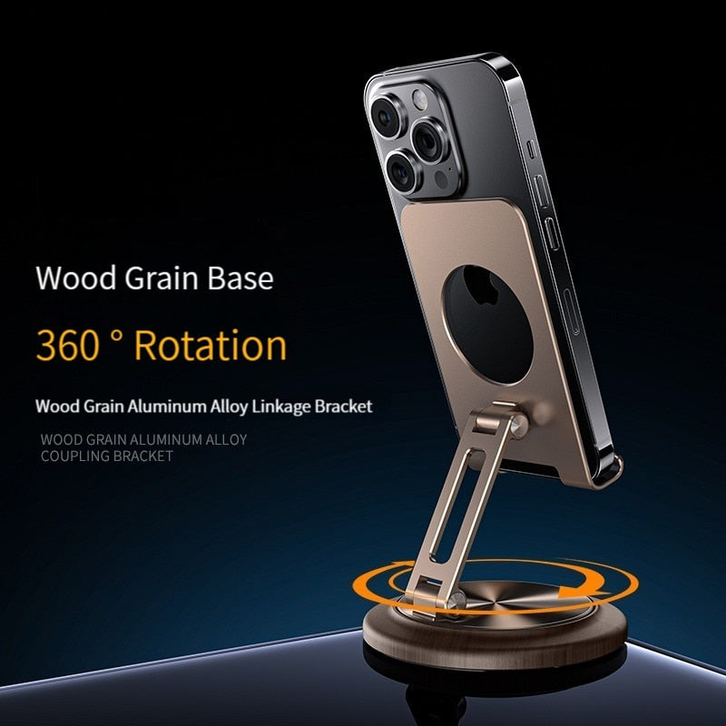 360 Rotating Wooden Foldable Universal Phone Holder