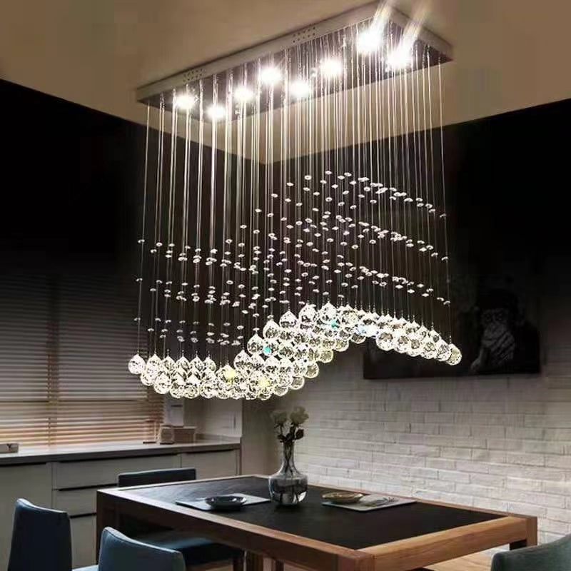 Luxury Rectangular Crystal Raindrop Chandelier