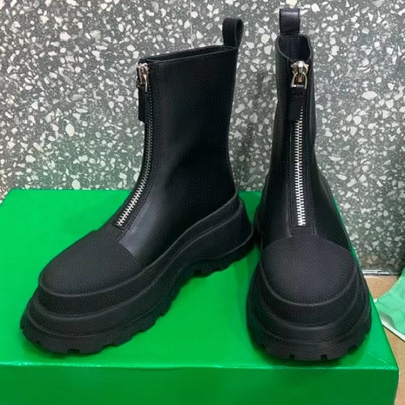 City Time Zipper Round Mid-Calf Women Boots