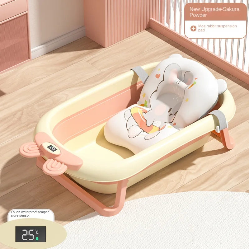 Foldable Temperature Sensor Display Baby Bathtub