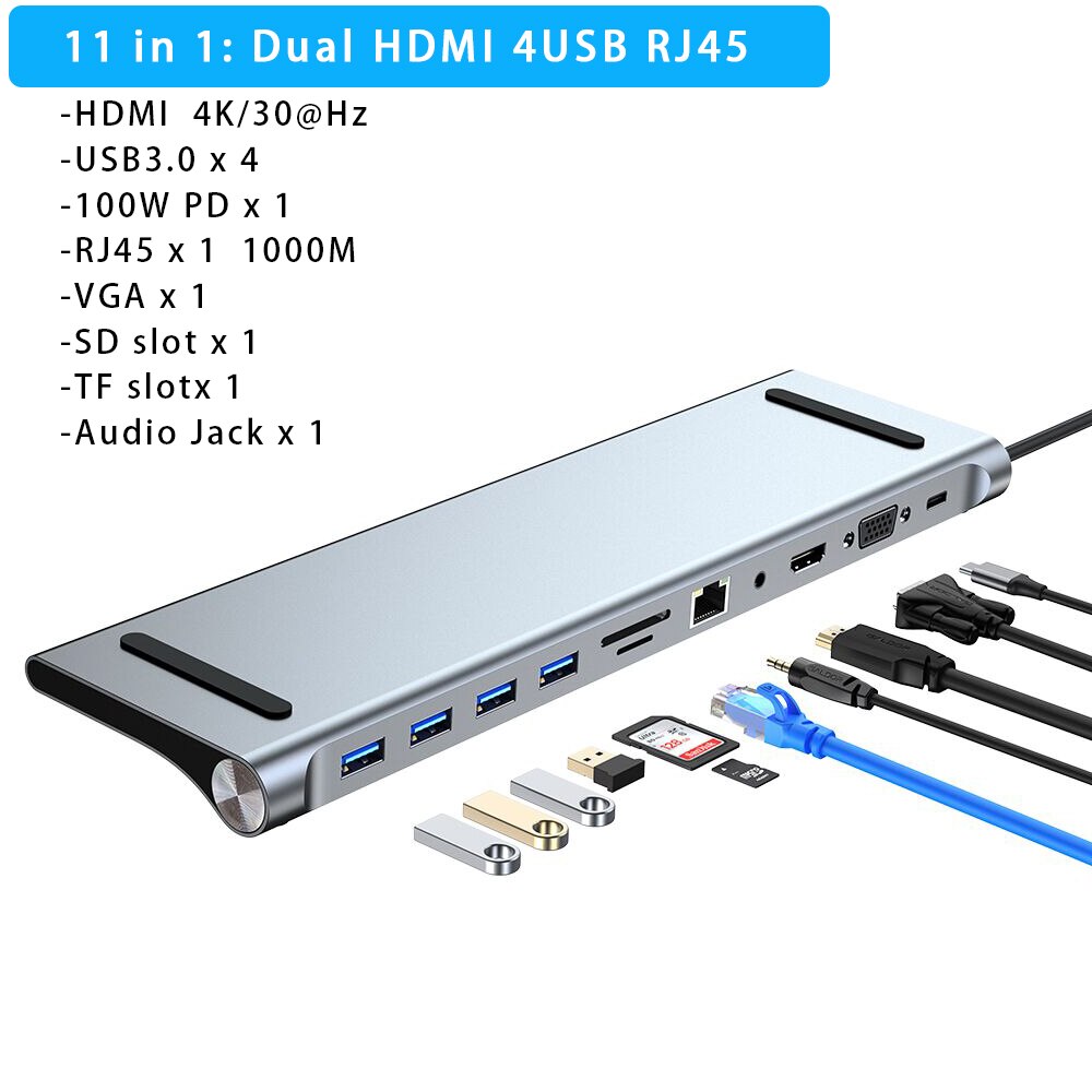 12in1 USB-C Multiport Connector Dock Station