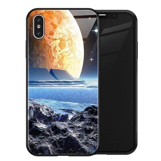 Luxury Space Silicone Glass Anti Slip Iphone Cases