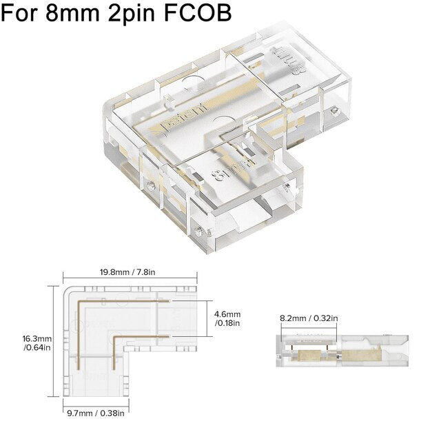 L Shaped Transparent LED Strip Connector