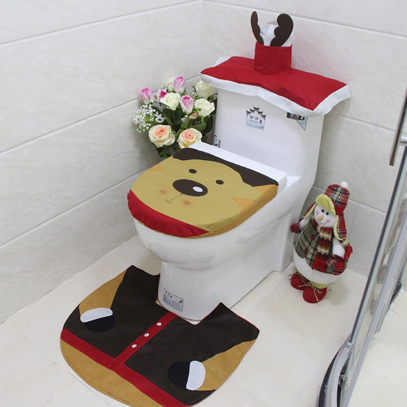 3pcs Fancy Santa Claus Toilet Seat Covers