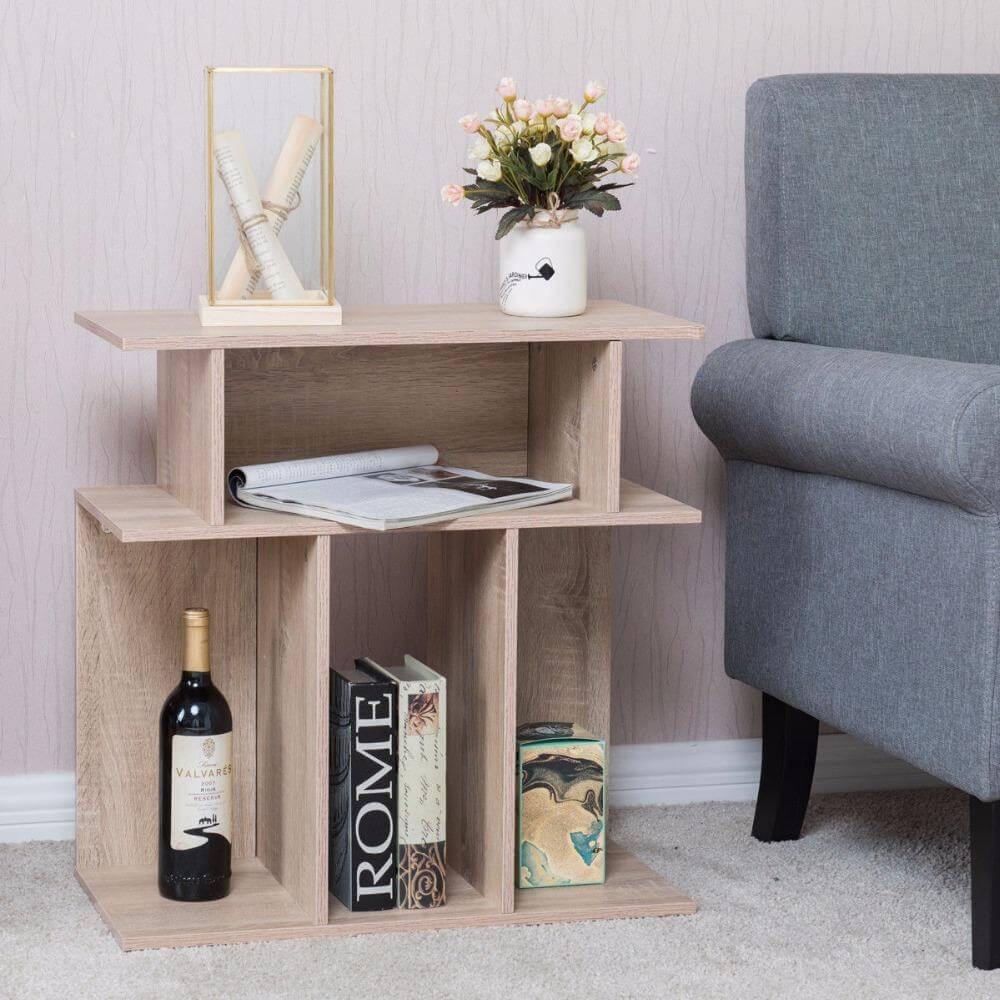 Modern Wood Side Sofa Table with Storage