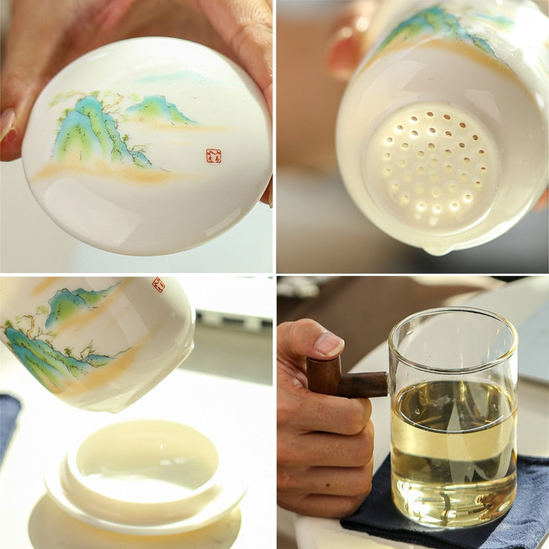 Creative Separated Tea Filter Ceramic Cup Set