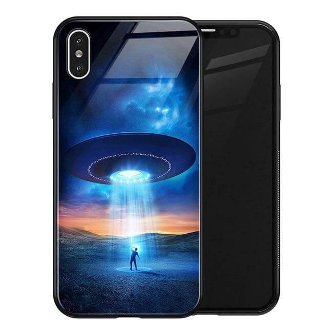 Luxury Space Silicone Glass Anti Slip Iphone Cases