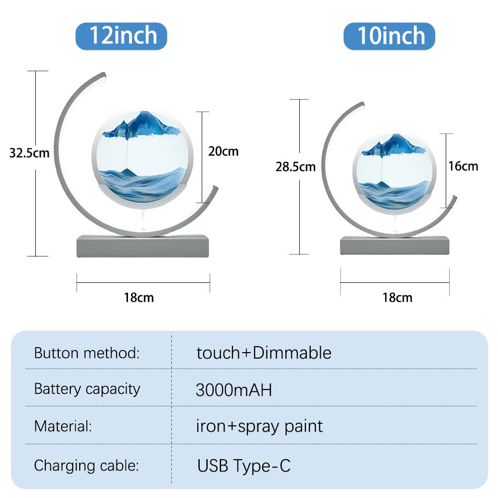 3D LED Flowing Sand Art Table Lamp